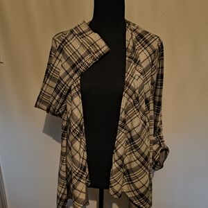 Torrid Black and Cream Plaid Cardigan
